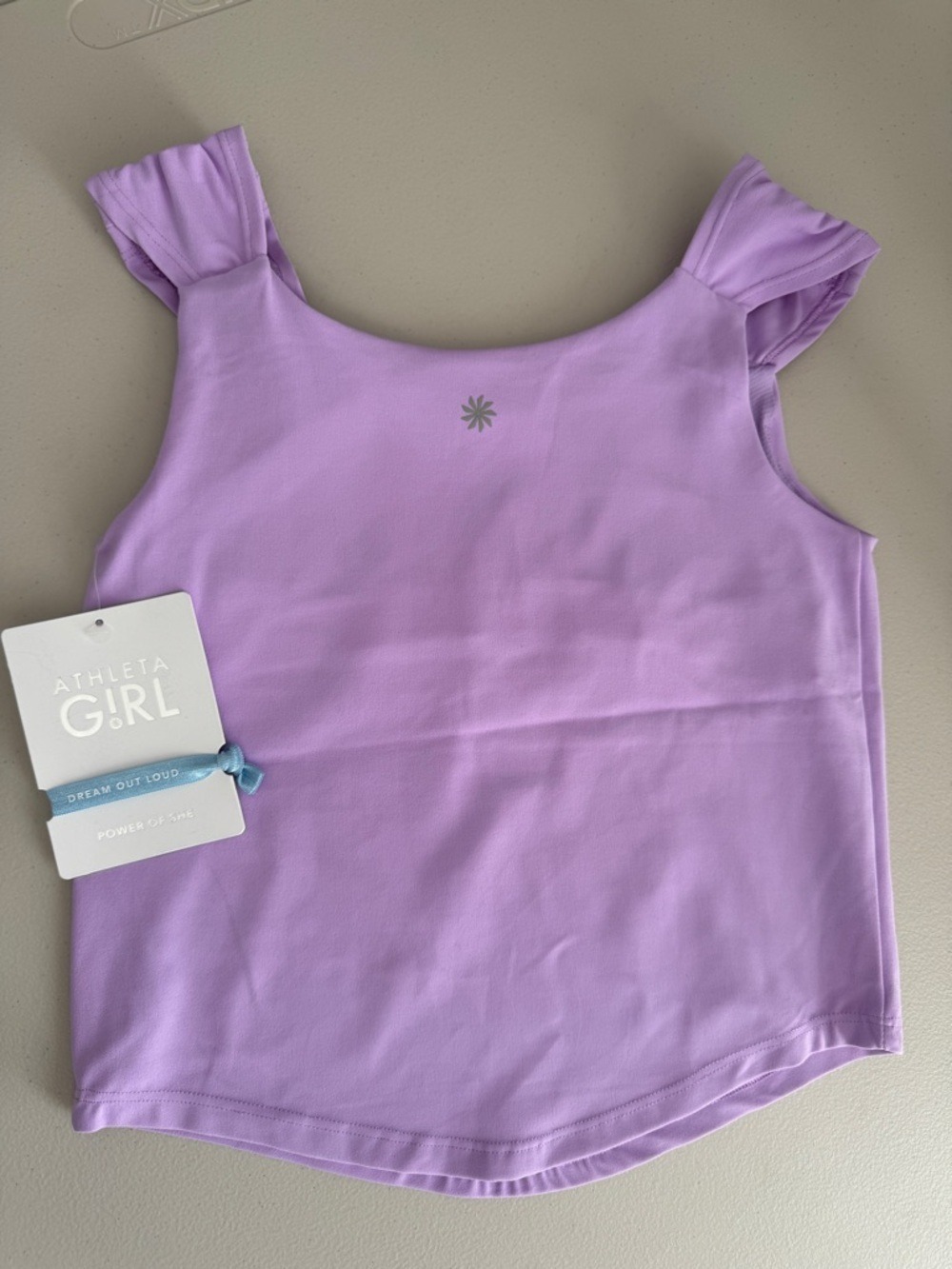 Athleta Girl Transcend Ruched Support Tank, "Fresh Lilac", size 8/10, NWT - Picture 2 of 10
